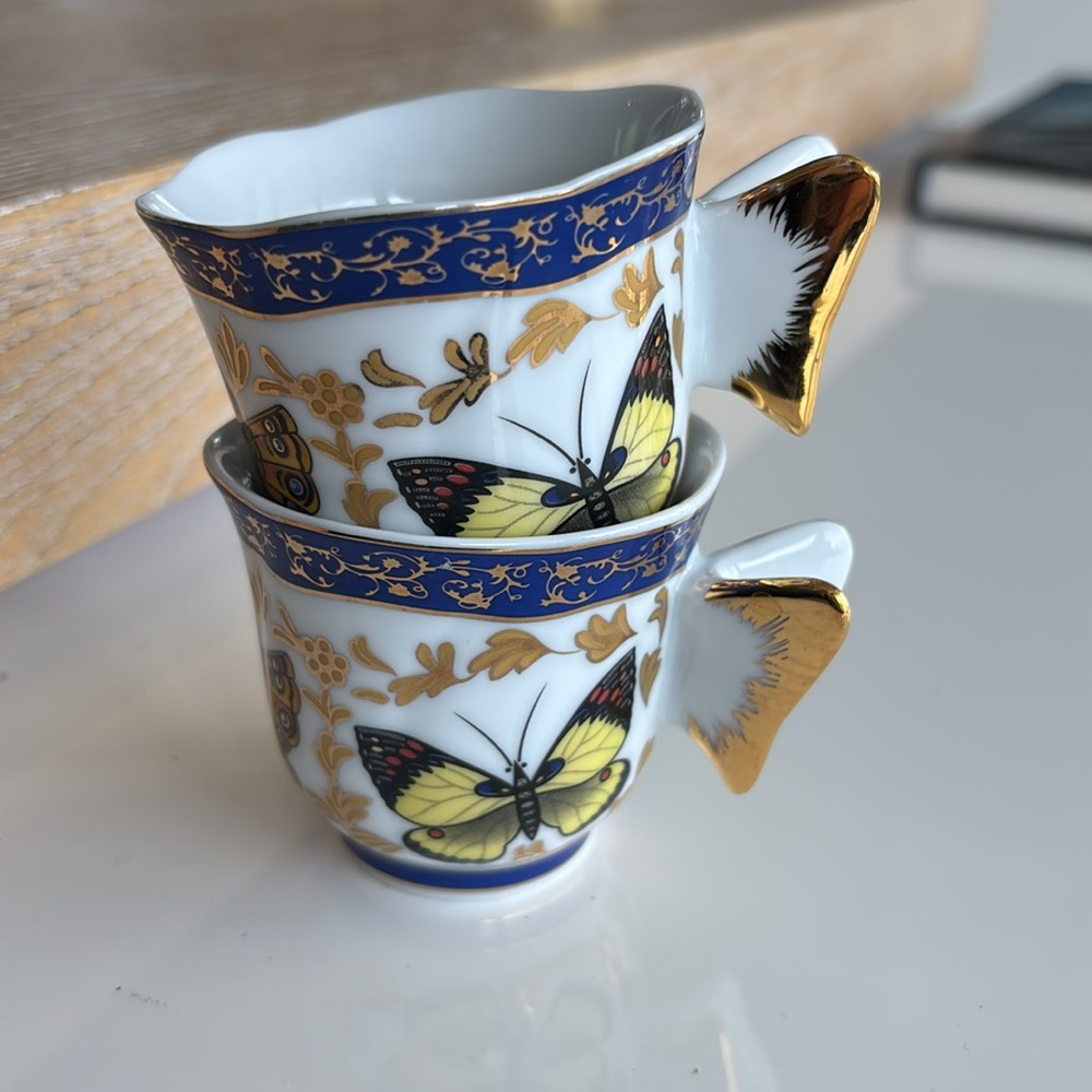 Butterflies Demitasse Cups Pair